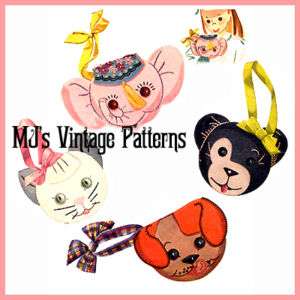 Vintage Little Girl Animal Purses Pattern  