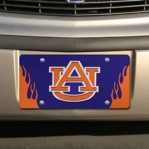   Tigers Royal Blue Mirrored Flame License Plate