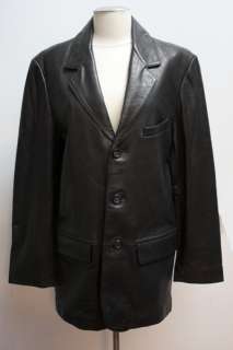 Mens Black Leather Martin & Rossi Blazer Coat Size S  