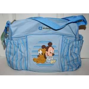  Mickey Mouse & Pluto Diaper Bag   Blue with changing Pad 