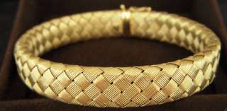 Roberto Coin Matte Basket Weave Gold Earrings Woven Silk Collection 