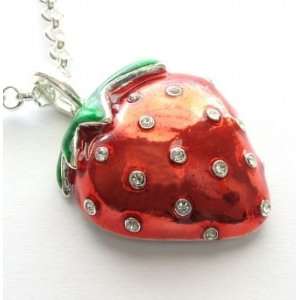   Hot Strawberry Crystal Necklace Pendant Juicy Look 