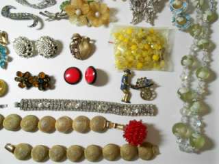 Vintage Jewelry Parts Repair Lot B   Rhinestone Earrings Necklace 