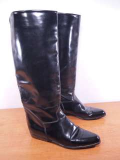 1980s Vintage CHARLES DAVID Black Leather Riding Boot US 7.5 B  