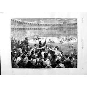  1875 BULL FIGHTING SPAIN SPORT THEATRE ANIMALS PRINT