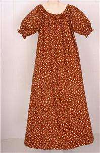Girls Pioneer Prairie Colonial Costume Dress Brown print Ready to Ship 