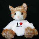 SHOPZEUS Plush Stuffed Brown Cat Toy with I Love Comfort T Shirt