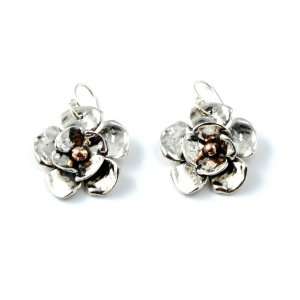   Earring in Sterling Silver with 14 K Rose Gold Bead 