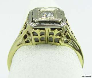 Filigree DIAMOND Vintage Engagement RING   14k Gold  