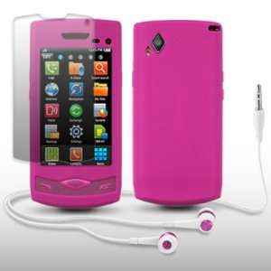  SAMSUNG S8500 WAVE HOT PINK SILICONE SKIN CASE WITH SCREEN 