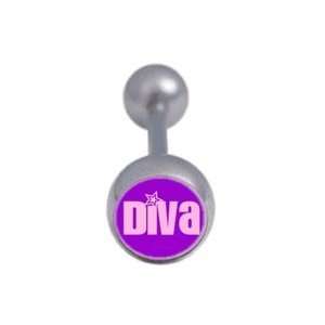    Diva Logo Tongue Ring Barbell Body Piercing Jewelry new: Jewelry