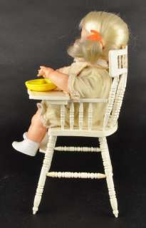 Vintage 1970 In A Minute Thumbelina Doll w Bib & High Chair Works 
