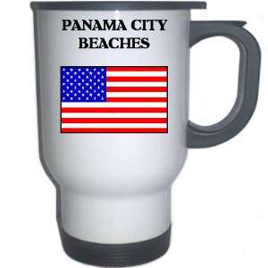 US Flag   Panama City Beaches, Florida (FL) White Stainless Steel Mug