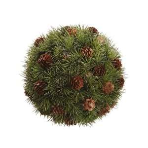  6.5 Glitter Larix Pine Ball W/Cone Green Brown (Pack of 6 
