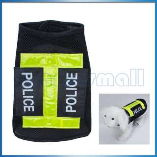 Dog Pet Police Uniform Vest Clothes Apparel Mesh Coat  