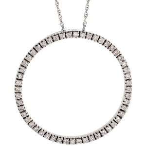 14k White Gold 18 Chain & 1 (26mm) Circle of Life Diamond Pendant, w 