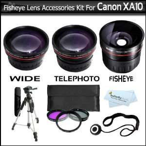  Fisheye Lens Kit For Canon XA10 HD Professional Camcorder 