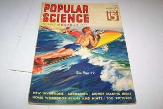AUG 1937 POPULAR SCIENCE magazine WATER SKIING  