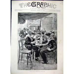  English French Sailors Leave Port 1891 Drinking Print 