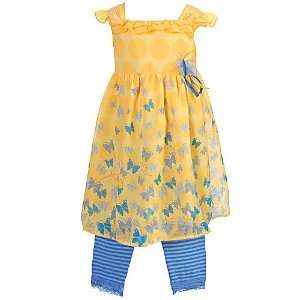   Infant Toddler Girls Yellow Blue Butterfly Outfit Set 12M 4T: Baby