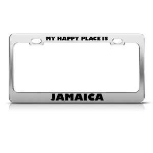 My Happy Place Is Jamaica license plate frame Stainless Metal Tag 