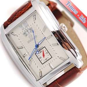   Automatic Wrist Watch Oblong Date Second White Claret Square Leather