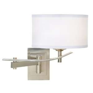   Euro Brushed Steel Plug In Swing Arm Wall Lamp: Home Improvement