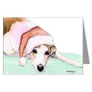  Greyhound in Santa Hat Pets Greeting Cards Pk of 10 by 
