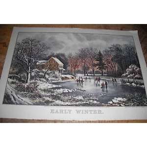 1956 Currier & Ives Calendar Art Early Winter by Currier & Ives (1869 