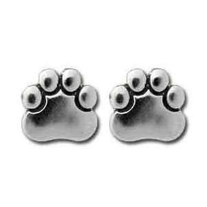  Sterling Silver Animal Paw Print Earrings