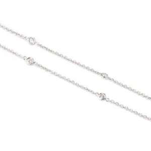  18K White Gold 24 Diamond Station Necklace: Jewelry