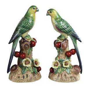  Exotic Birds Collection Green PARROT Figurine Pair: Home 