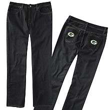Green Bay Packers Mens Dark Wash Custom Jeans   