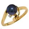   solid gold ring with natural diamond black pearl our price $ 263 55