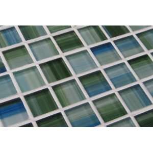 : 10 Sq Ft of Tidal Series Glass Tropical Blue and Green Mosaic Tile 