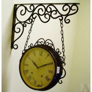   Scroll Hanging Double Sided Antique Style Wall Clock: Kitchen & Dining