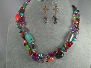Mixed Bead Multi Color Texture Necklace Set So Pretty  