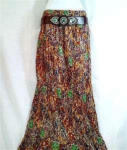   Collection Boho Tribal Floral Paisley Maxi Long Crinkle Peasant Skirt