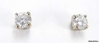   Genuine DIAMOND Stud Earrings   14k Solid White Gold I2 G H Estate A+