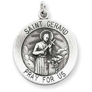  Sterling Silver Antiqued Saint Gerard Medal Jewelry