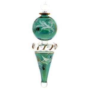  Hand made Glass Ornament   Green   X841   package of 6 