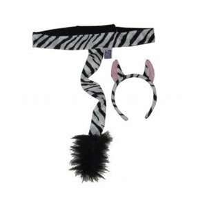 Plush Zebra Headband Ears & Tail Safari Dressup Costume  Toys & Games 