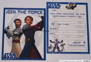 Star Wars Clone Wars 6x Einladungskarten Einladung Party Anakin Obi 