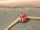 Patriotic Swarovski Crystal Charm WITH Starter Bracelet USA 