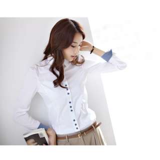 NEW FASHION LONG SLEEVED BUTTON DECORATION CAREER SHIRT  