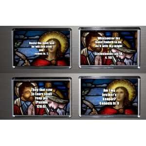 Gift Boxed Set of 4 Fridge Magnets Bible Quotes 3: Kitchen 