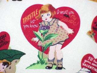 50s 60s valentines day card PILLOW retro vintage fabric  