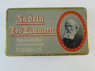   German Sewing Needle Tin Can Box Leo Lammertz Nadeln Litho  