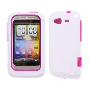 Premium   HTC Wildfire S   White Hard Plastic Cover on Solid Hot Pink 