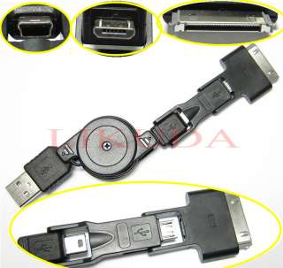 IN 1 Retractable USB Sync charger Cable For iPhone 4G iPad 2 micro 